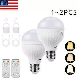 3 Colored Lights Bulbs with Remote Emergency Battery Powered Without Electricity - Picture 1 of 12