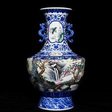Unique Chinese Handmade Painting QianLong Famille Rose Porcelain Flowers Vase