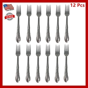 12 Pieces Stainless Steel Dinner Forks Flatware Tableware Set Kitchen 7.25 inch - Picture 1 of 4