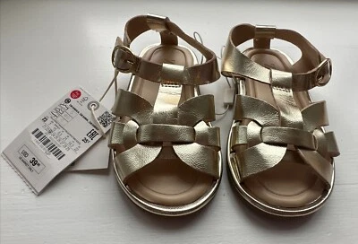 Sandalias Zara de cuero sintético dorado - Niñas 23 EE. UU. 7 Foto 1 de 3