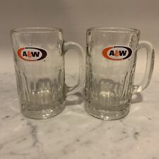 Set of 2 Vintage A&W Root Beer  Mugs 16 Oz. Clear 6” Tal