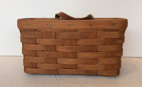 Longaberger 1987 Small Wall Key Mail Hanging Basket Leather Strap Handle Cover