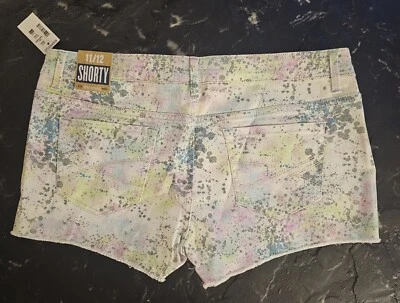 Pantalones Cortos Aeropostale Salpicaduras de Pintura Blanca Talla 11 12 Nuevos Para Mujer Tiro Bajo Y2K Foto 1 de 4