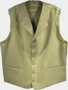 Men's Vest Solid Green 6 Buttons Size 46R Arm Pit to Arm Pit 48" - Picture 1 of 6