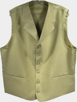 Men's Vest Solid Green 6 Buttons Size 46R Arm Pit to Arm Pit 48" - Image 1 of 4