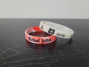(2pc) Michael Jordan Signature Basketball Silicone Bracelets Chicago Bulls - Picture 1 of 1