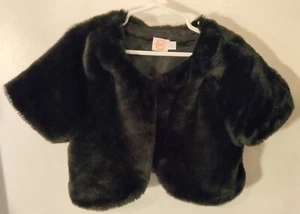Wonder Nations Girls Plush Black Faux Fur Cover Up Size 12 - Picture 1 of 12