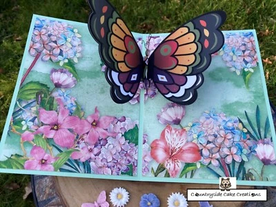 Pop up 3D Day card - beautiful butterfly scene - Image 1 of 3