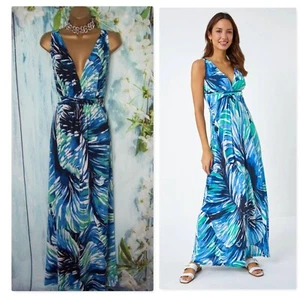 NEW ROMAN MAXI DRESS SIZE 20, Stunning Aqua Swirl Floor Length Occasion Dress - Picture 1 of 11