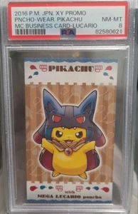 PSA8 POKEMON JAPANESE XY PROMO PONCHO WEARING PIKACHU LUCARIO 2016 MC BUSINESS - Picture 1 of 2