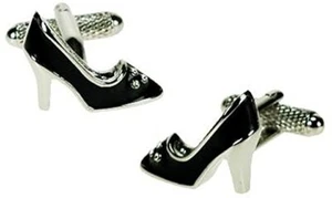 Onyx Art Ck39 Black Shoes with Crystals Men's Novelty Cufflinks Cuff Links - Picture 1 of 2