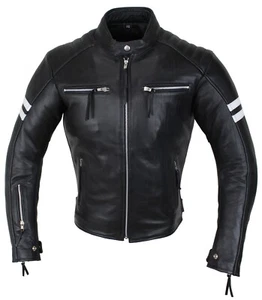 Moto & Loisirs Veste en Cuir Motard Custom Cuir Veste Rétro Protecteurs - Imagen 1 de 12