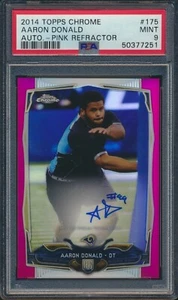 2014 Topps Chrome Aaron Donald RC Rookie AUTO Pink Refractor /75 PSA 9 - Bild 1 von 2