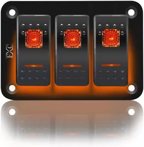 Pannello Interruttore Rocker 3 Bande Interruttore 5 Pin ON/OFF LED Arancione per Auto Barca Marino camper - Foto 1 di 8