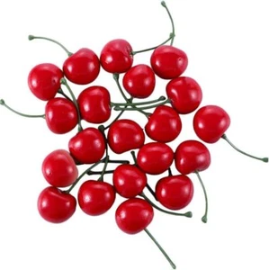 20Pcs Red Artificial Cherries Lifelike Fruit Model Kitchen Party Decoration - Picture 1 of 6