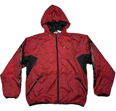 No Fear Vintage Men's Full Zip Hooded Windbreaker Jacket Size M Red Zip Pockets - Image 1 of 4