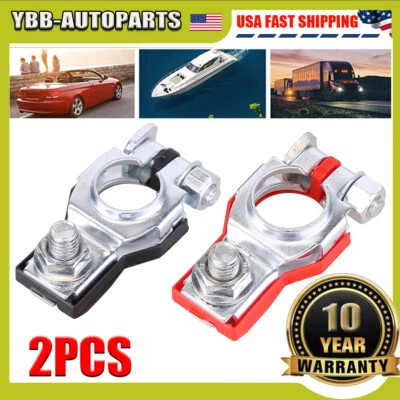 2Pcs Car Battery Terminal Clamp Connectors Positive Negative Release Disconnect - Image 1 of 4