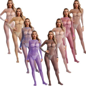 Mujeres Mono Mamelucos Body Sin Entrepierna Unitard Medias Ver a Través de Lingrie - Imagen 1 de 69