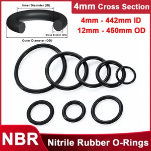 4mm Cross Section Metric Nitrile Rubber O Ring NBR 4mm-442mm ID Oring Oil Seals - Picture 1 of 15