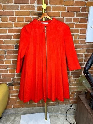 Casaco vintage Lilli Ann vermelho laranja lã linha A comprimento total - Imagem 1 de 4