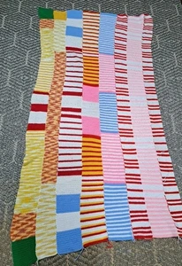 Handmade Crichet Long Striped Multi-Color Throw Blanket 90"×45" - Picture 1 of 11