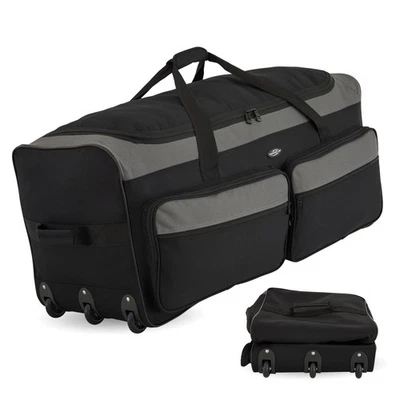 36" Asgard 3-Wheel Rolling Duffel Bag, Black - Image 1 of 4