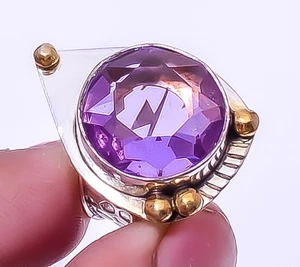 Amethyst - Ring versilbert zweifarbig vergoldet Gr.7 A38, Weihnachtsgeschenk - Bild 1 von 6