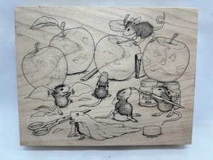 House Mouse GETTING SPOOKY Stampa Rosa 286 Lg 5” Rubber Stamp Halloween Pumpkin - Picture 1 of 5