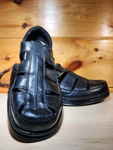 Spring Step Rylan Men's Shoes 44 Black Leather Orthopedic  Closed Back Sandal - Picture 1 of 8