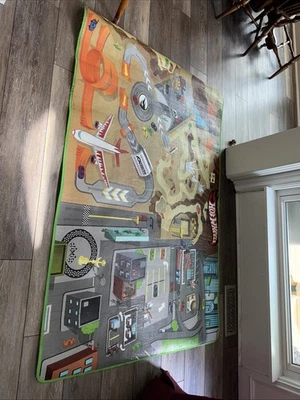 Hot Wheels Car Floor Play Mat Carpet 61"x  47" Desert Construction Race Track  - Image 1 of 4