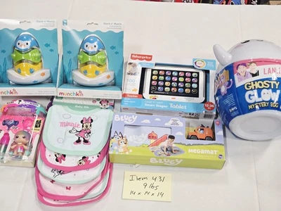 Kids Lot Munchkin Bath Bluey Megamat LankyBox Fisher Price Tablet Minnie Bibs - image 1 of 4