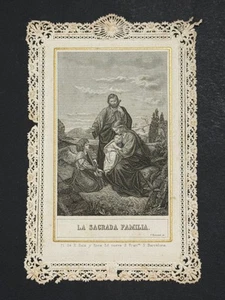 holly card santino merletto canivet "LA SAGRADA FAMILIA" - Foto 1 di 2