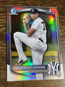 CARLOS LAGRANGE 2025 Bowman cromo #BCP-202 Yankees primer refractor de plata/499 - Imagen 1 de 2