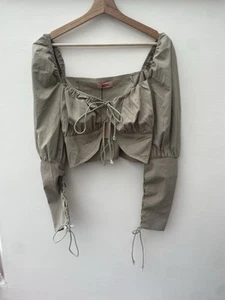 Olive green long sleeve crop top. Misspap . Size 12. - Picture 1 of 5