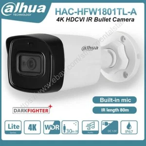 Dahua 4K Bullet Camera HDCVI IR IP67 WDR Built-in MIC Audio HAC-HFW1801TL-A - Picture 1 of 2