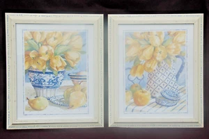 Acuarelas Jerianne Van Dijk ~ Par de bodegones enmarcados ~ Tulipán, Delft, fruta - Imagen 1 de 9