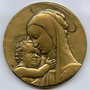 Francia Religione Vergine Maria Madonna e Gesù medaglia arte di Parigi zecca 68mm 165gr! - Foto 1 di 2