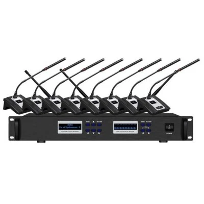 Conference System UHF Wireless Microphone w/ 8 Conference Room Microphones - Image 1 of 4