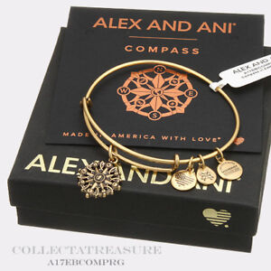 Authentic Alex and Ani Compass (iii) Rafaelian Gold Charm Bangle