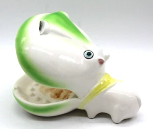 Vtg I.W. Rice Ceramic Hippo Ashtray Sponge Holder Trinket Dish Japan Kitsch - Picture 1 of 8
