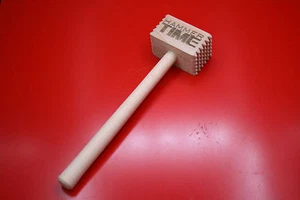 Wooden Laser Engraved Meat Hammer Tenderiser Hammer Time - Picture 1 of 5