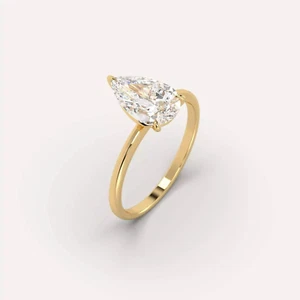 Pear Cut Lab Created Diamond Engagement 14K Yellow Gold Over Solitaire Ring 3 Ct - Picture 1 of 1