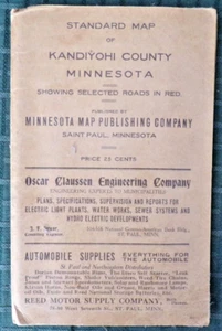 Standard Map of Kandiyohi County Minnesota, Minnesota Map Publishing, 1913 w/Ads - Foto 1 di 4