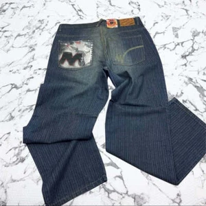Men's Miskeen Streetwear Dk Blue Wide Leg Denim Pants NWT - Picture 1 of 4