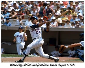 MLB 1973 Willie Mays Final Home Run New York Mets Color 8 X 10 Photo Picture - Picture 1 of 1