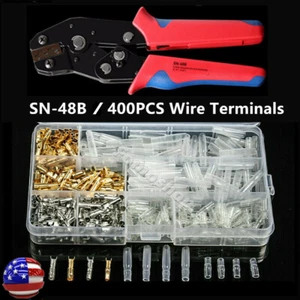 400PCS MOTORCYCLE WIRING 3.9MM HARNESS LOOM BULLET CONNECTORS BRASS ELECTRICAL - Picture 1 of 18