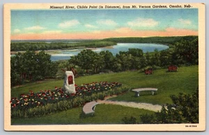 Postkarte Missouri River Childs Point Mount Vernon Gardens Omaha Nebraska B6 - Bild 1 von 2