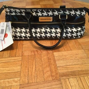 Wine Bag Samantha Brown Insulated Purse Black & White Houndstooth Pattern New - Picture 1 of 14