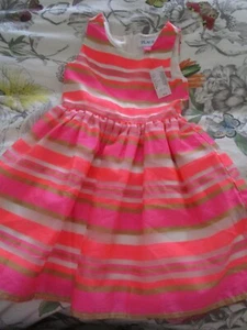 NEW THE CHILDREN'S PLACE SLEEVELESS NEON BERRY STRIPED DRESS SIZE 4 - Picture 1 of 4