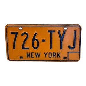 Vtg Yellow 1970's New York NY License Plate 726-TYJ Ford Chevy Mustang - Picture 1 of 2
